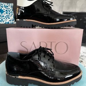 New! Women's Franco Sarto Black Patent Oxford